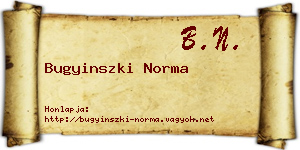 Bugyinszki Norma névjegykártya